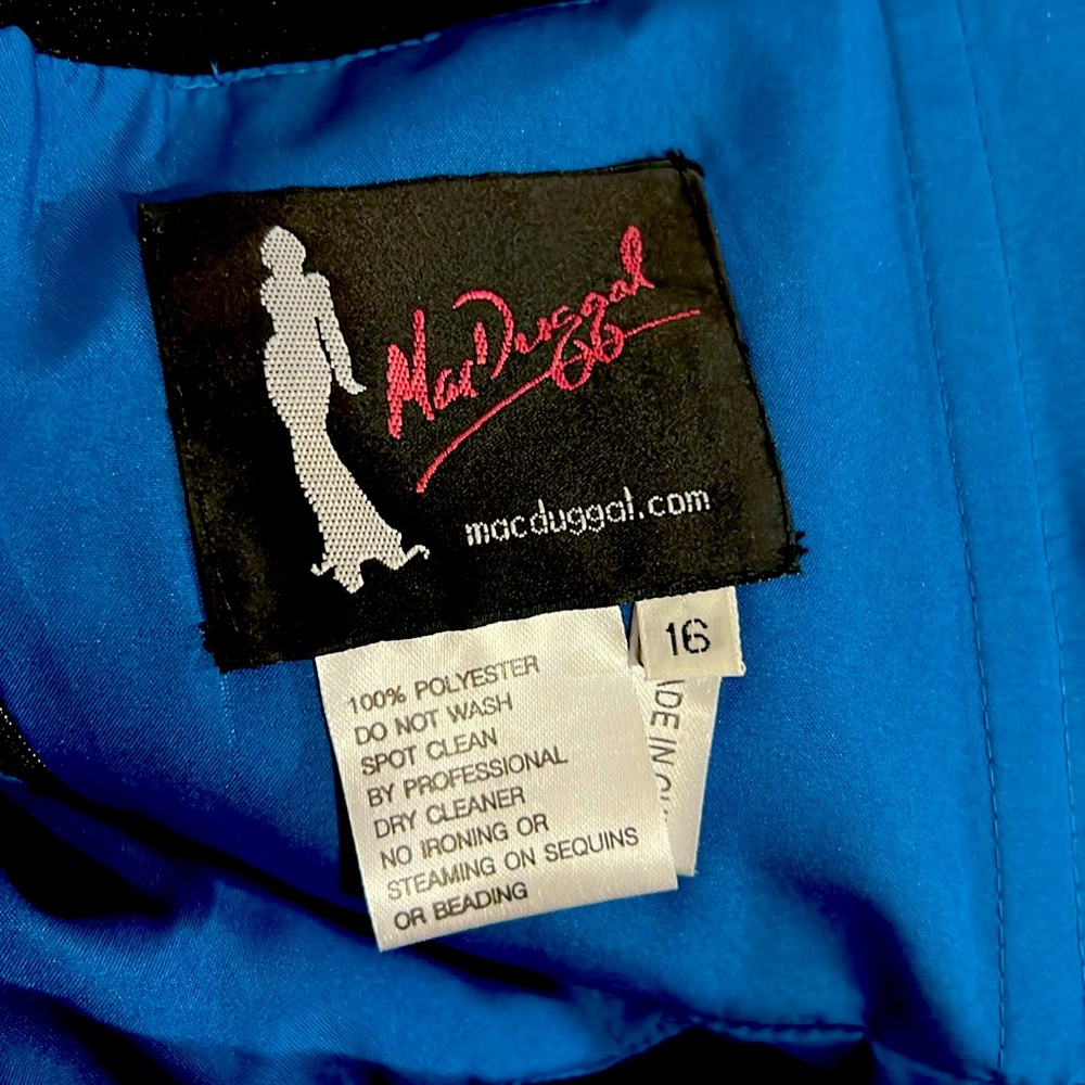 MAC DUGGAL 62883D EMBELLISHED SEQUIN TAFFETA TEAL/BLACK GOWN Size 16 - Picture 5 of 5